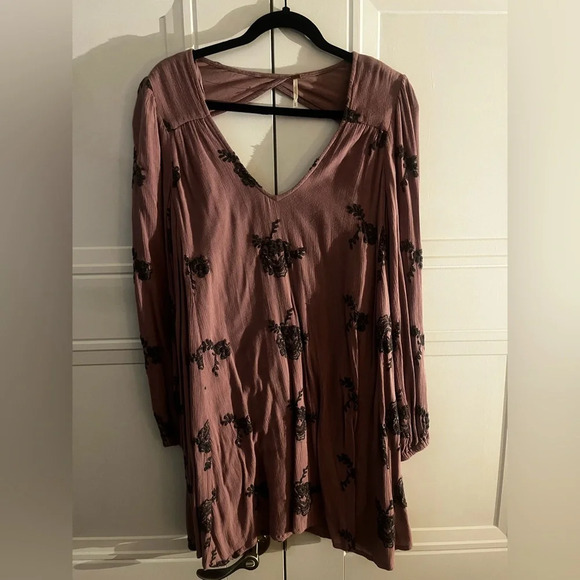 Free People Emma Embroidered mini dress in lavender purple size M - Picture 2 of 5